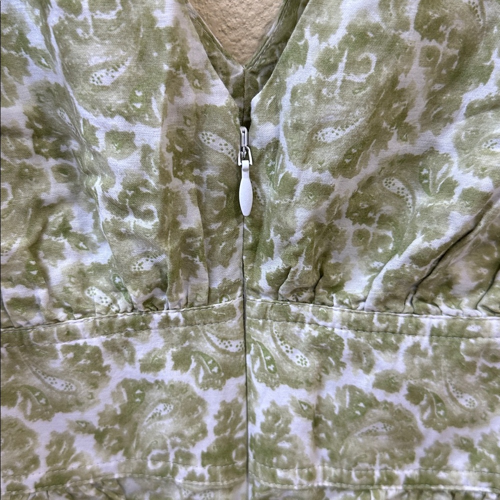J.Crew Green Floral Peplum Blouse Puff Sleeve Cottagecore Top Size 6 - Picture 7 of 8
